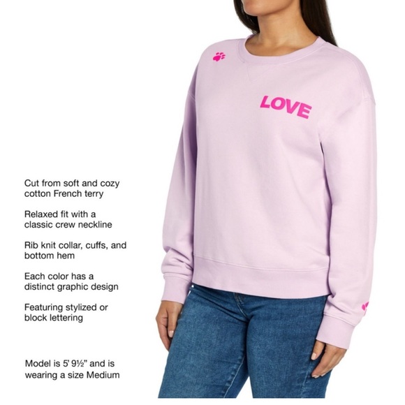 Wildfox Med Sweatshirt Long Sleeve CrewNeck Dogs Love Me orchid petal pink NWT - Picture 7 of 14